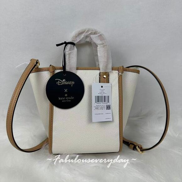 Kate Spade Disney X KSNY Chip N Dale Mini Tote Crossbody In Leather/Chalk KL749 - Picture 3 of 10